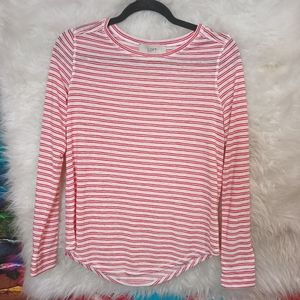 Loft Red and White Striped Long Sleeve Shirts Size XS
